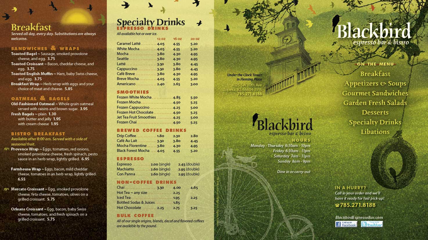 Blackbird Menu Design